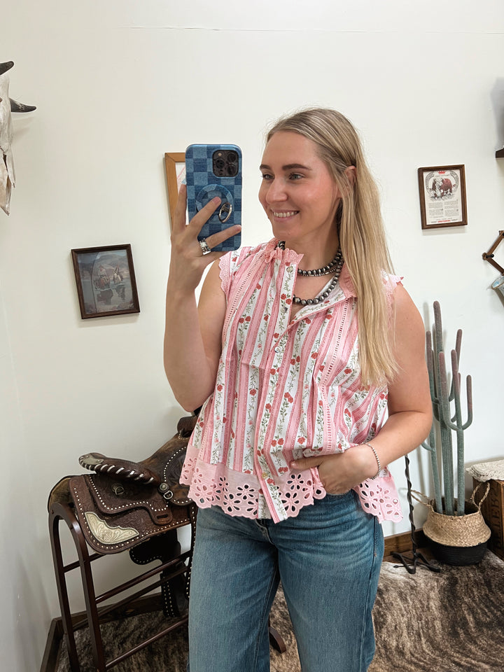 Grandma’s Wallpaper Eyelet Tank