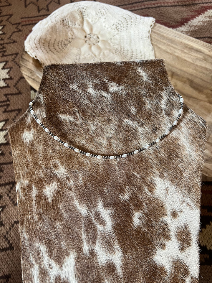 3mm Pearls & Fresh Water Pearl Necklace-16”