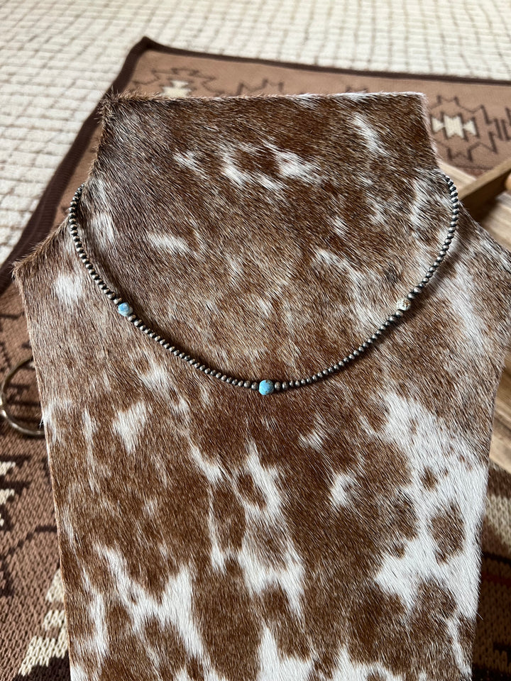 Golden Hills & 3mm Sterling Silver Pearls Necklace