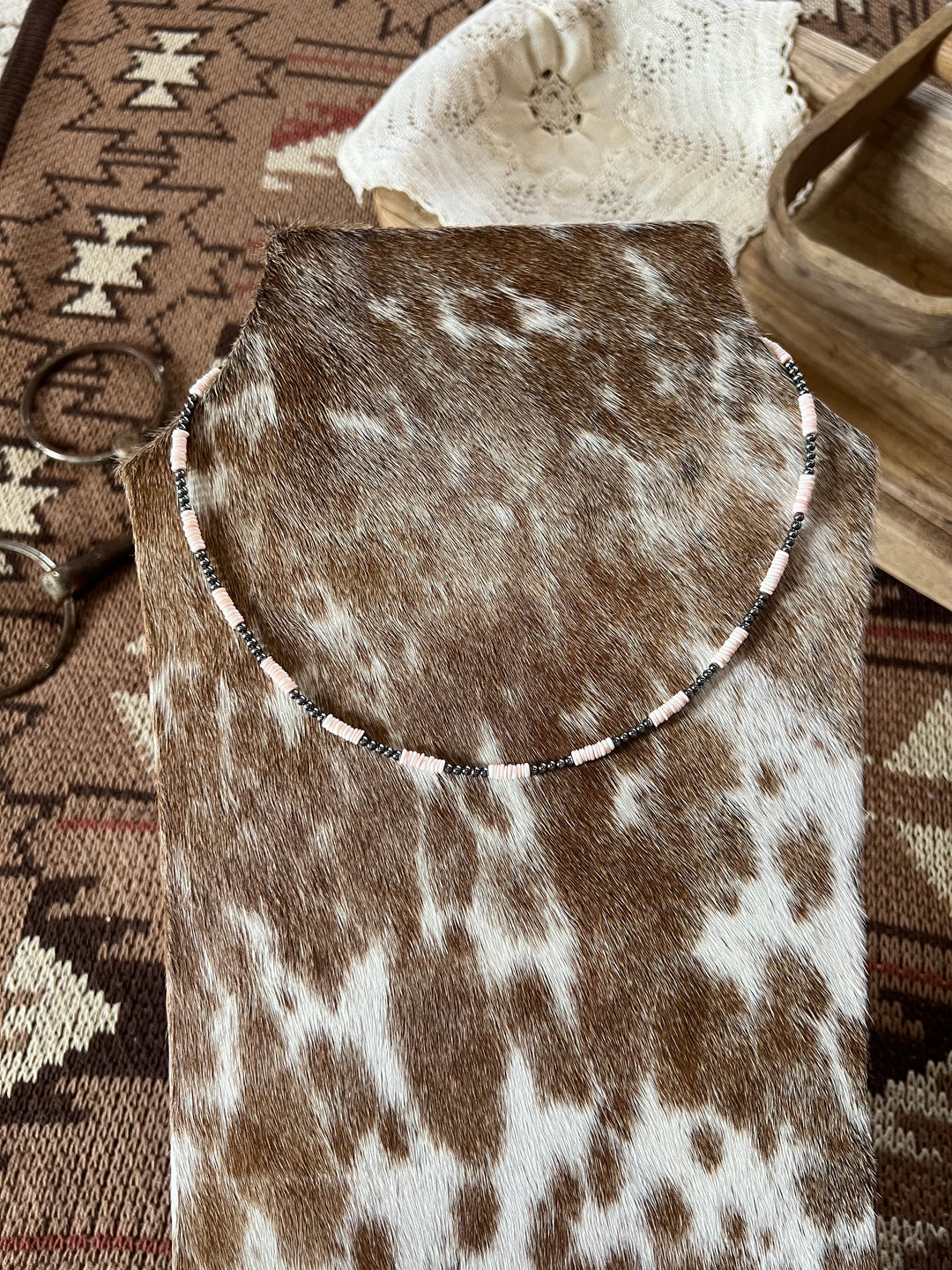 Pink Conch Heishi & 3mm Sterling Silver Pearls-20”