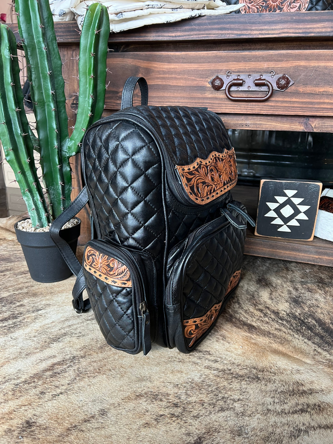 Black Out Quilted Backpack