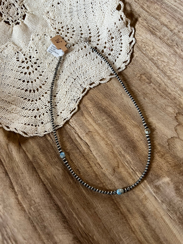 Golden Hills & 3mm Sterling Silver Pearls Necklace