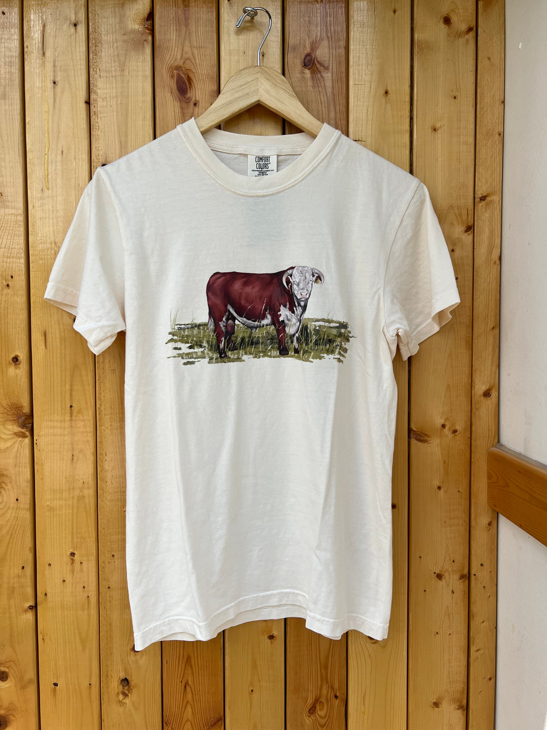 Watercolor Hereford Tee-Cream