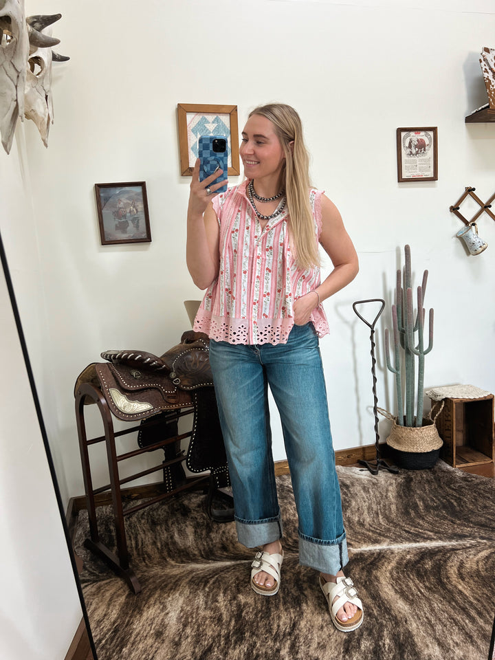 Grandma’s Wallpaper Eyelet Tank